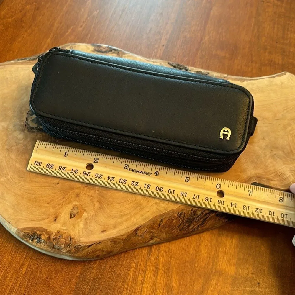 NEW Etienne Aigner Leather Double Zip Eye Glasses Case
